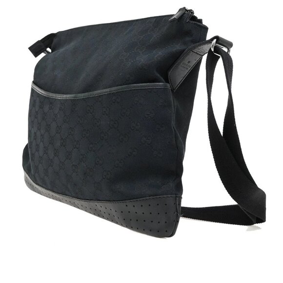 GUCCI Logo GG Pattern Cross Body Shoulder Bag Canvas Leather Black Italy 89EE815 - Picture 2 of 16